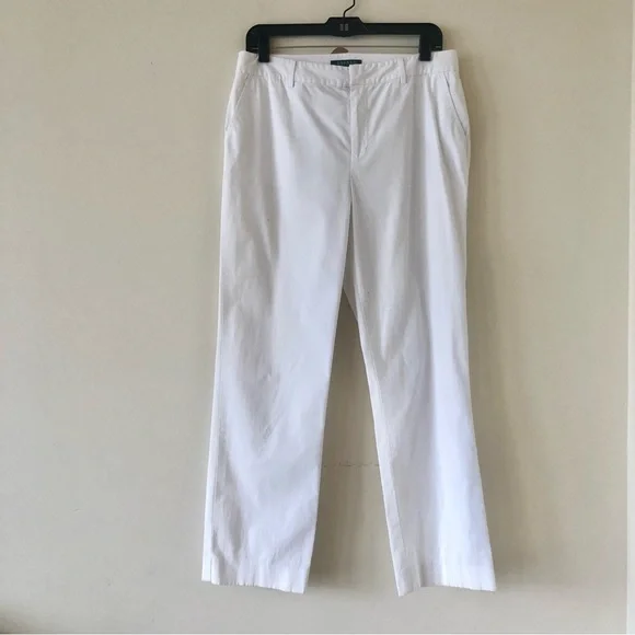 Lauren Ralph Lauren White Cotton Pants Size 10 - Picture 1 of 7